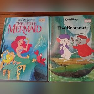 2/$14 90s Disney Books Little Mermaid The Rescuers Kids Story Vintage Boys Girls